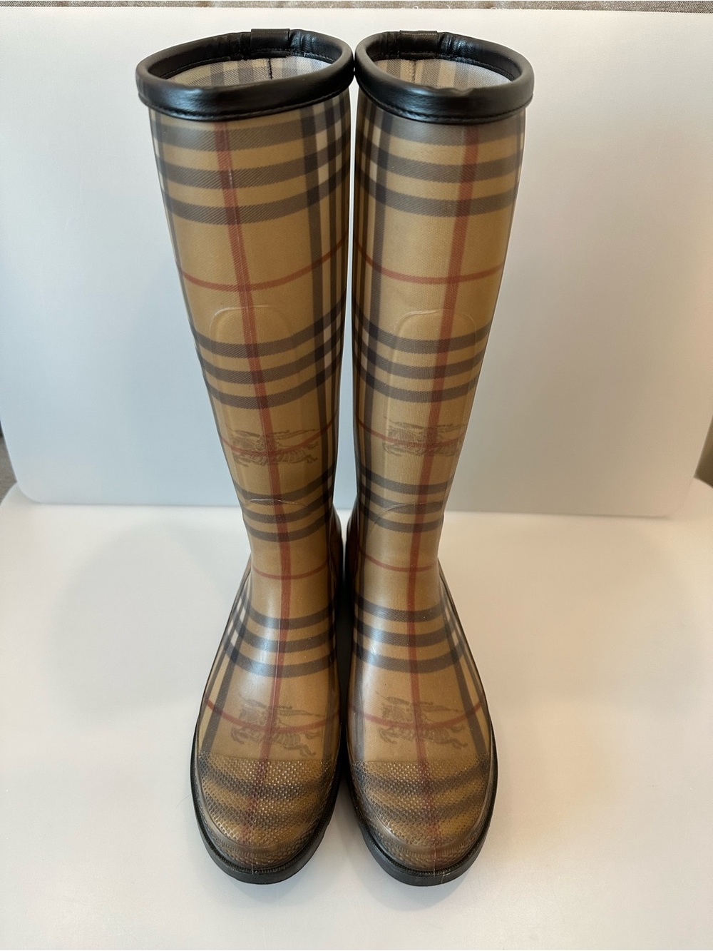 AUTHENTIC BURBERRY Nova Check Rubber Rain Boots Original Box MADE IN ITALY